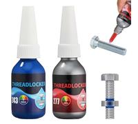2 Pezzi x 10 ml Frenafiletti, Blu (Media Resistenza) e Rosso (Alta Resistenza), Resistente a Vibrazioni, per Dadi, Bulloni e Viti su Metallo, per Uso Fai da Te e Manutenzione
