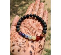 2 Pezzi X 7 Chakra Bracciale Roccia di Lava, Reiki Feng Shui Healing Gem Ston...