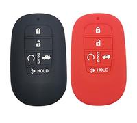 2 pezzi XUHANG Sillicone Key fob Skin Cover Keyless Entry Remote Case Protector Shell adatto per Honda Civic Accord 5 pulsanti Smart Remote rosso Nero