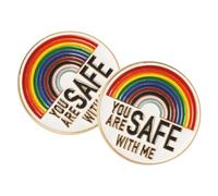 2 pezzi You Are Safe With Me Rainbow Smaltato Spilli Durevole Pride Distintivo per camicie Borse Cappelli per servizi sanitari Sociali