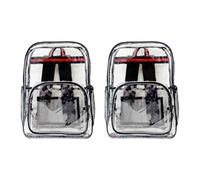2 Pezzi Zaino in PVC Trasparente Unisex Zaino Trasparente con Scomparti Multipli Regolabile per Studenti, Viaggiatori, Lavoro, Viaggi, Tempo, Nero