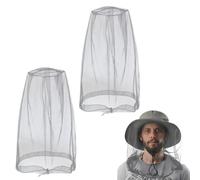 2 Pezzi Zanzariera per Testa Rete Antinsetti in Nylon per Escursionismo, Campeggio e Apicoltura - Protezione da Zanzare/API Ideale per Pesca e Attività Outdoor