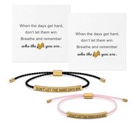 2 Pezzo Bracciale intrecciato, "Don't Let the Hard Days Win" Braccialetti | Regolabili, Oro Nero e Oro Rosa, Bracciale intrecciato fatto a mano per donne e uomini