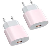 2 Pezzo Caricabatterie Rapido USB C 25W, Alimentatore 2 Porte USBC per iPhone 17/16/16 Pro/16 Pro Max/16 Plus/15 14 13 12 11 Pro Max X XS, Samsung S25 S24 S23 S22 Ultra S10 S9 S8 (Rosa)