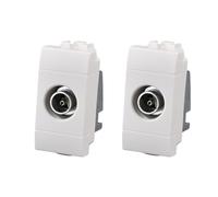 2 Pezzo Connettore Presa TV Passante Maschio, Compatibile con Bticino Living Light, Colore Bianco, Serie MBL, 1 Modulo