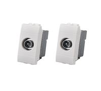 2 Pezzo Connettore Presa TV Terminale Maschio, Compatibile con Bticino Living Light, Colore Bianco, Serie MBL, 1 Modulo