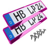 2 Pezzo Portatarga Fucsia - Cromo Porta Targa Auto Supporto