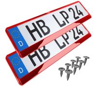 2 Pezzo Portatarga Rosso - Cromo Porta Targa Auto Supporto