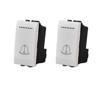 2 Pezzo Pulsante Con Disegno Campanello, 1P 16A 220V, Compatibile Con Bticino Living Light, Colore Bianco, Retroilluminabile, 1 Modulo, Serie MBL