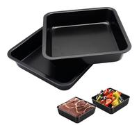 2 Pezzo Teglie Forno Antiaderenti Stampo, Teglia Forno Quadrata, Teglie da Forno Quadrate, con Rivestimento Antiaderente, Ideale per Torte, Brownie/Lasagne, Sana e Facile da Pulire, 23,5 x 25 x 5 cm