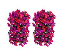 2 piante artificiali da appendere, fiori di bouganville in seta con design realistico, adatte per decorazioni esterne su balconi, terrazze e giardini (viola)