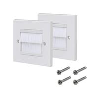 2 Piastra Passacavi, Spazzola Piastra da Parete per Cavi, Piastra da Parete per Uscita di Cavi, Piastra da Muro per Inserto per Cavi, Piastre di Copertura del Cavo Anti-Polvere con Spazzole (Bianco)