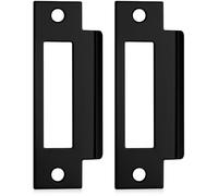 2 piastre universali per porta, 10,2 cm, piastra con catenaccio a T, piastra posteriore in ferro zincato con foro grande, per telai di porte in legno e metallo, nero