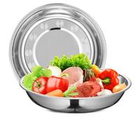 2 piatti piani in acciaio inossidabile, piatti rotondi in metallo per mangiare, piatti da portata da 30 cm, per cucina all'aperto