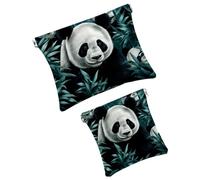 2 piccole trousse per il trucco, con panda della giungla, pochette da spremere, portatile, mini borsa da viaggio per trucchi da donna, idea regalo, Multicolore 3, Small and Large, Moda