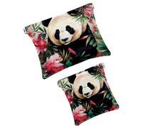 2 piccole trousse per il trucco, con panda della giungla, pochette da spremere, portatile, mini borsa da viaggio per trucchi da donna, idea regalo, Multicolore 9, Small and Large, Moda