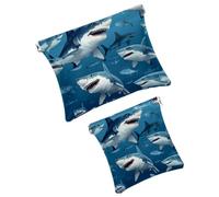 2 piccole trousse per il trucco, con squali sottomarini e animali, borsa per cosmetici da spremere, mini borsa portatile da viaggio per il trucco da donna, Multicolore 9, Small and Large, Moda