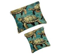 2 piccole trousse per il trucco, con squali sottomarini e animali, borsa per cosmetici da spremere, mini borsa portatile da viaggio per il trucco da donna, Multicolore 5., Small and Large, Moda