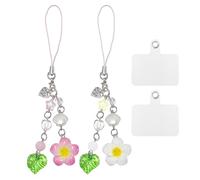 2 Piccolo Fiore Catene Di Telefonia Mobile E 2 Guarnizioni Trasparenti, Stile Girly Cordino, Fiore Di Ibisco Fascino Del Telefono Mobile, Regali Unici Per La Famiglia E Gli Amici (Rosa, Giallo).