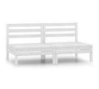 2-Piece Garden Central Sofa Set in Solid Pine Wood, Outdoor Patio Furniture for Relaxation, Modular Design Easy to Move, White Color Backyard and Terrace