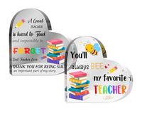 2-Piece Heart Shape Acrylic, Appreciation Sign For Teacher, Teacher Sign,Decorative Desk Plate Table Decor For Graduation Coworkers Encouragement Thanksgiving School Men Christmas