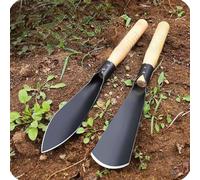 2-Piece Heavy Duty Garden Tool Set - Stainless Steel Weeding Shovel and Hand Trowel with Comfortable Wooden Grip for Digging, Planting, Yard and Lawn Care