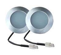 2-Piece Mini LED Downlight 40mm Cut Hole 1.5W 12V DC Puck Light Kitchen Undercabinet Bulb Deck Floor Lamp(White 6000K,SM Connector)