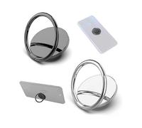 2-piece mobile phone ring holder (black, silver), 360 rotatable holder, universal mobile phone holder, strong adsorption, suitable for all smartphone