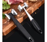 2-Piece Stainless Steel Double-Sided Meat Hammer Tenderizer Comfort Ha
