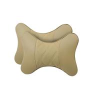2 Pieces Car Neck Pillows Both Side Pu Leather Pack Headrest Filled Fiber Universal Pillow per Adulti(Beige)