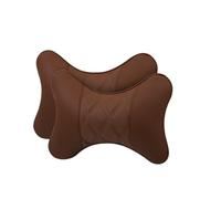 2 Pieces Car Neck Pillows Both Side Pu Leather Pack Headrest Filled Fiber Universal Pillow per Adulti(Brown)