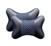 2 Pieces Car Neck Pillows Both Side Pu Leather Pack Headrest Filled Fiber Universal Pillow per Adulti(Blue)
