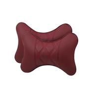 2 Pieces Car Neck Pillows Both Side Pu Leather Pack Headrest Filled Fiber Universal Pillow per Adulti(Red)