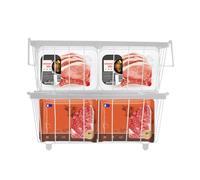 2 PièCes Cestini Per Congelatore, 34*17.5*14cm Organizer Congelatore A Pozzetto Organizzatore Freezer Maniglia Impilabile Cestino Portaoggetti In Metallico Organizer Frigorifero