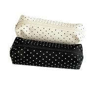 2 Pieces Cute Polka Dot Pencil Case, Small Y2K Aesthetic Pouch Makeup Bag | Soft fabric. Fits pens & cosmetics. This cute polka dot pencil case and aesthetic y2k makeup bag is very small!