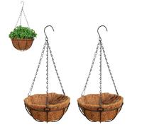 2 Pièces Fioriera Sospesa in Metallo, Cesto per Piante da Appendere, Cestino da Appendere al Cocco, Cesto Appeso in Metallo,Cestini di Fiori Appesi, per Coltivazione di Piante Indoor e Outdoor, 8 inch
