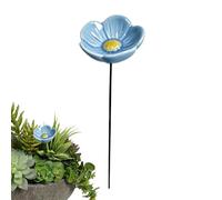 2 Pieces Garden Bee Watering Station, Flower Design Ceramic Bee Water Bowl, Ceramic Weather Resistant | 4.1x4.1x27cm Bird Water Bowl For Yard Outside Outdoor Home Patio Porch Deck Balcony