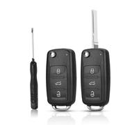 2 Pieces Guscio Chiave Telecomando con Lama a 3 Tasti, Ricambio Chiave Telecomando Auto per VW Golf Jetta Skoda Tiguan Mk6 Octavia Polo Seat Touran Passat, Complete di Cacciavite