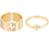 2 Pieces Heart Shape Finger Ring Vintage Heart Shape Matching Open Ring Cute Adjustable Matching Band RingWomen Jewelry Couples Gift Nice processing