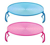 2 Pieces Microwave Plate Stacker, Multipurpose Oven Plate With Handle | Round Microwaves Grill Rack Stand, Baking Rack Anti-Slip Heating Layered Cooking For Hot Food Plates And Dishes