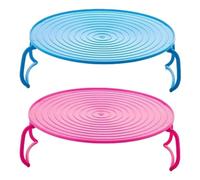 2 Pieces Microwave Plate Stacker Portable Kitchen Steaming Tray | Microwave Oven Tray Holder Stacker, Plate Cooking Tray, With Foldable Handles