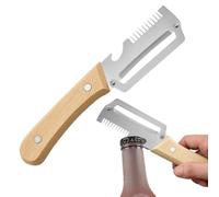 2 Pieces Multifunctional Vegetable Peeler for Kitchen, Stainless Steel Peeler with Wooden Handle and Bottle Opener for Home Outdoor