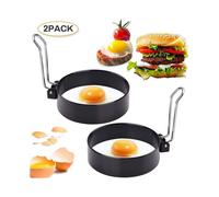 2 Pieces Nonstick Stainless Steel Handle Round Egg Rings Shaper Pancake Molds Ring Round Egg Fried Frying Molds Kitchen Gadgets Egg Cookerlarge
