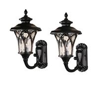 2 Pieces,Outdoor Wall Sconce, 1-Light Exterior Wall Lantern in Black Finish Industrial Exterior Wall Mount Light Fixture For Garage, Seeded Glass in Black Finish