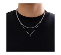2 pieces/sets of stainless steel metal rivet pendant, fine snake chain, punk silver Cuban necklace for men(C5323-2)