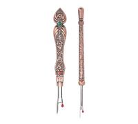 2 piezas de herramienta retro para eliminar costuras, removedor vintage de puntadas a mano para labores de costura y trabajos en cuero, removedor de hilos metálico con punta (Oro rosa)