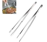2 Piezas Pinzas de Acero Inoxidable, 30cm Pinzas Grill, Pinzas de Cocina Profesionales, Pinzas Carne, Pinzas Alimentos Puntiagudas y Redondas, para Cocinar, Reparar, Mariscos, Asar Parrilla, Barbacoa