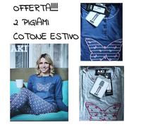 2 Pigiami donna AKI cotone 100% ESTIVO PRIMAVERILE manica lunga con polsino