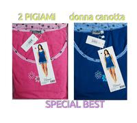 2 Pigiami donna CANOTTA SPALLA LARGA PANTALONCINOcotone 100% ESTIVO PRIMAVERILE