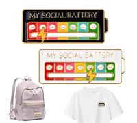 2 pin per batteria sociale, My Social Battery Pin,My Social Battery Pin,Social Battery Pin,Social Battery Pin,Social Battery Pin,Spille Interattive per la salute mentale, Extre breit, Acciaio